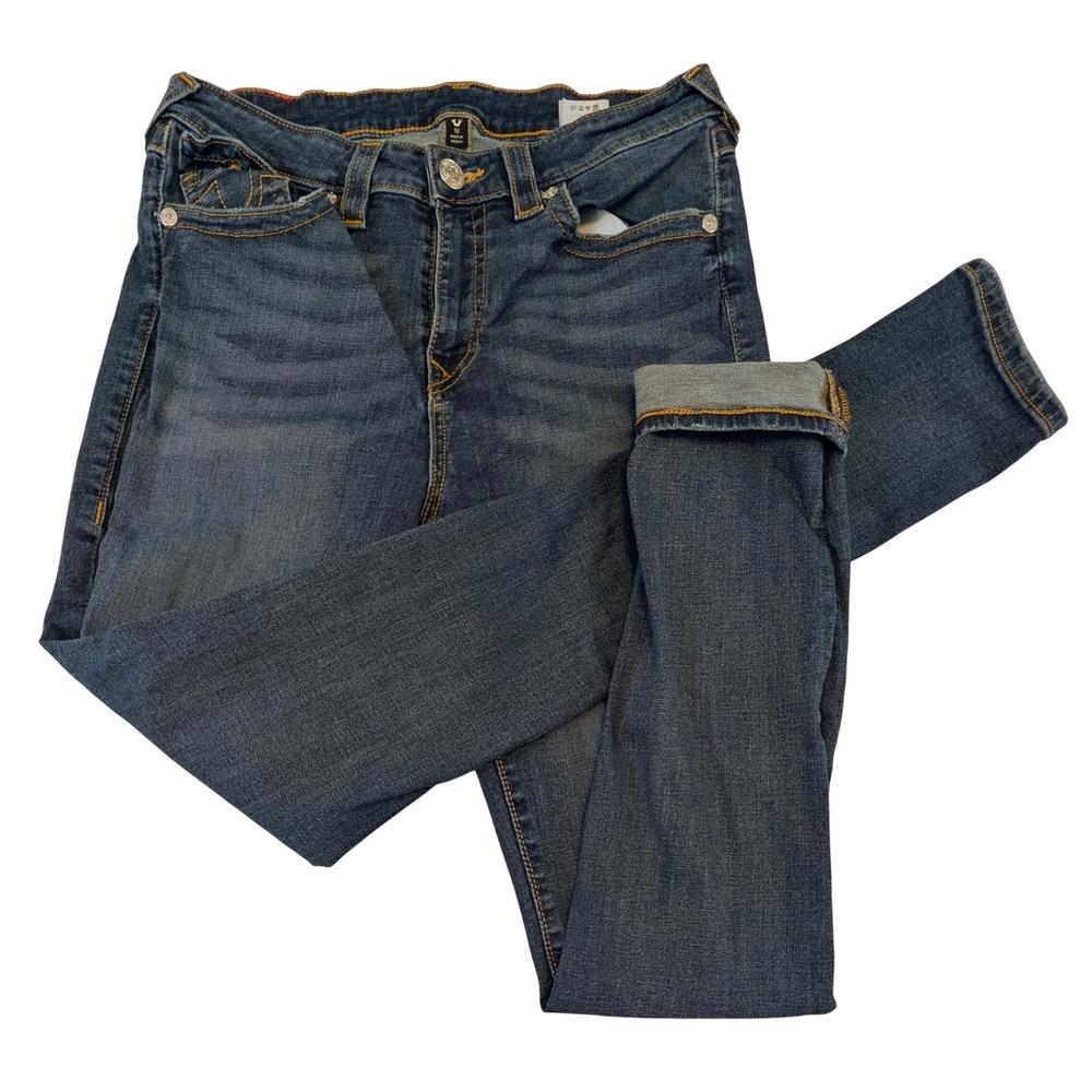 True Religion Stella SN Flap Skinny Jeans Blue Denim 32 44233-00A